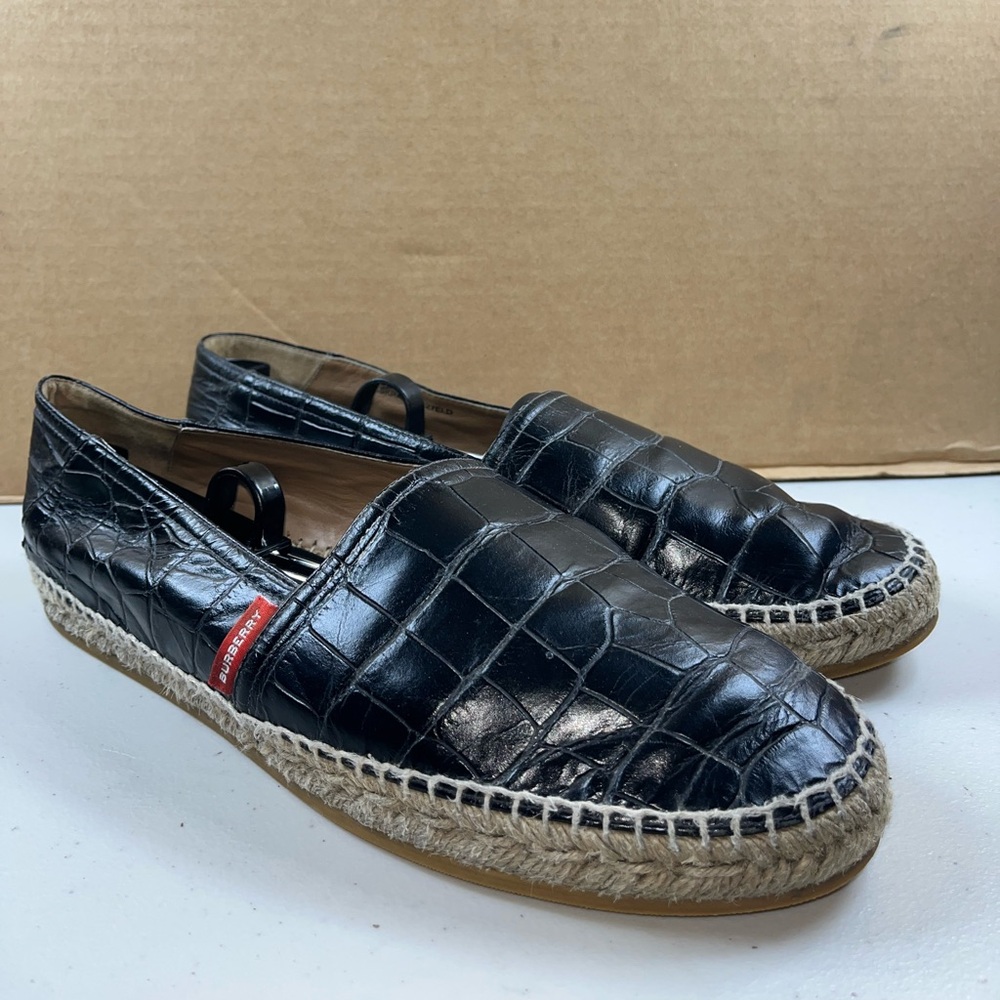 Men’s BURBERRY DORWOOD Black Leather Espadrille Shoes SZ 44 Italy ESKRAKOM127ELD